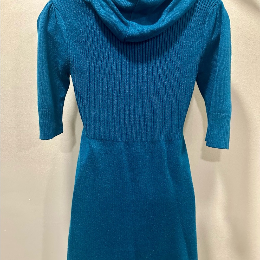 Takeout Teal Tunic Sweater Cowl Neck Medium - Picture 6 of 9